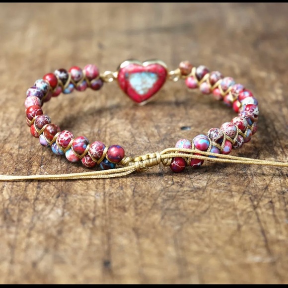 New Natural Stone Heart Charm Bracelets - Picture 6 of 9